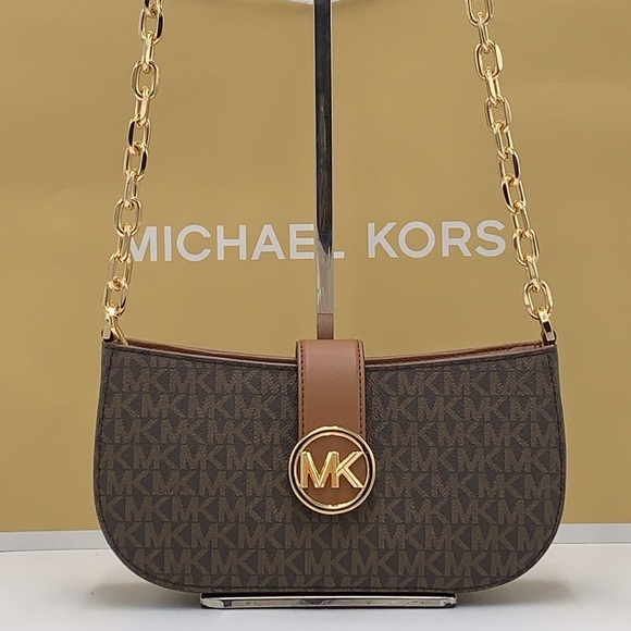 MICHAEL KORS
Carmen Small Shoulder Pochette Bag
Brown Signature 
NWT - Picture 4 of 16